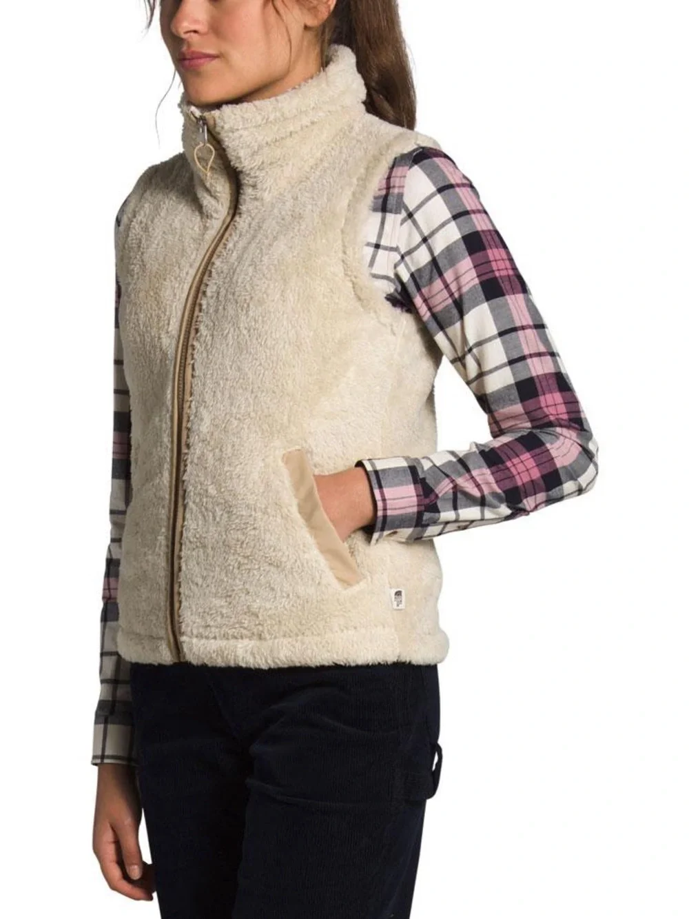 The North Face Furry Fleece Vest Shearling Women XL Beige